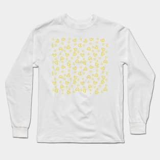 Yellow Hearts Pattern Long Sleeve T-Shirt